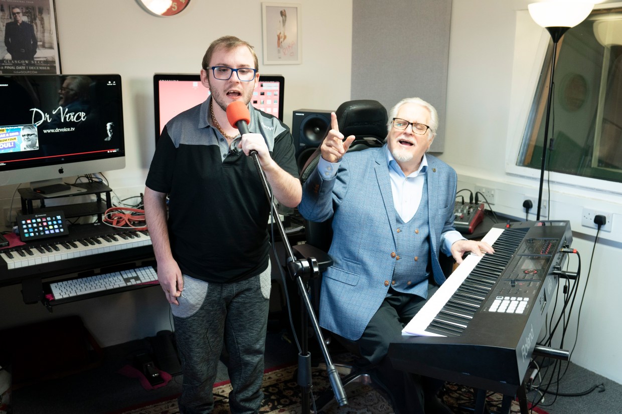Alfie Draper with vocal coach Dr Voice
